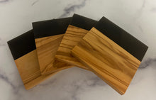 Load image into Gallery viewer, Resin and Olive Wood Coasters (set of 4) (6 color choices)
